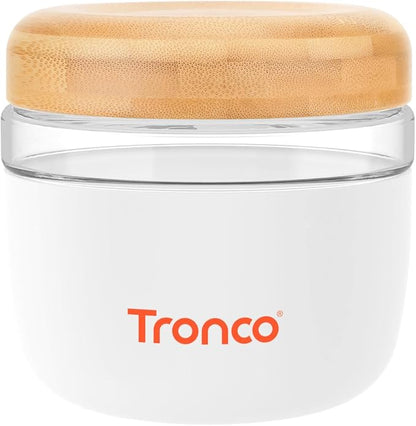 Tronco 24 oz Glass Container with Bamboo Lids, Food Storage Bowls for Soup, Stew & Overnight Oats, Meal Prep, Glass Lunch Bowl Container 100% Leak & Spill Proof, Airtight, BPA-Free- Ideal Gifts