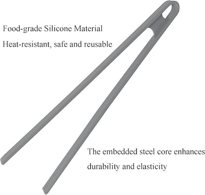 1Pcs Silicone Toaster Tong, 11.6 Inch Long Silicone Kitchen Tong for Toaster Cooking Utensil Bread Waffle Tong Food Tweezer Grey Toast Tong for Cooking Serving Bacon Salad Fruit Food, SATONBEYI