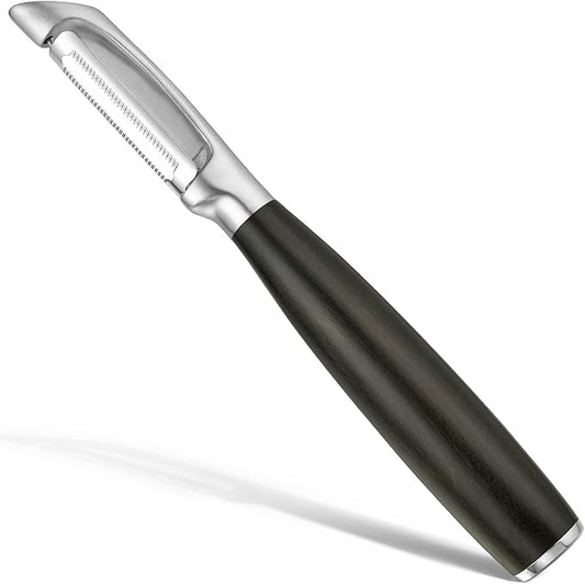 Serrated Blade Premium I Type 304 Stainless Steel Multifunctional Kitchen Peeler Real Wood Handle Ultra Sharp Blade Vegetable Potato Apple（Agarwood）