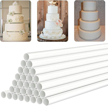 White Plastic Cake Dowel Rods for Tiered Cake Construction and Stacking Supporting Cake Round Dowels Straws with 0.4 Inch Diameter (9.5 Inch)