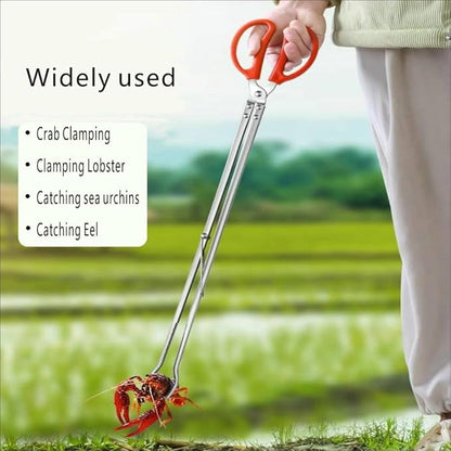 2 Piece Stainless Steel Crab Tong Eel Clamp Tong for Reptile Feeding Snake Charcoal Trash Pick - Up Seafood Picking for Low Tide