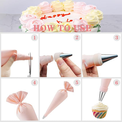Nifogo Cake Decorating Supplies Kit Tools 356pcs, Baking Accessories with Cake Turntable, Pastry Piping Bag, Piping Icing Tips for Beginners