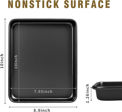 Toaster Oven Pans Set of 2, Shinsin 11-Inch Nonstick Baking Sheet Pans and Trays, 1/8 Thicker Replacement Small Baking Tray Accessories for Cookie, Non Toxic and Easy Clean and Diswasher Safe,Black