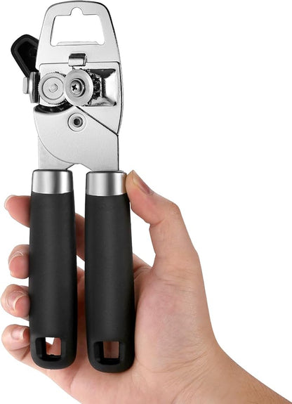 Dual Handle Can Opener, Smooth Edge Manual Can Opener for Safe & Effortless Opening, No Sharp Edges on Can, Comfort Grip & Rust-Resistant Stainless Steel, Easy to Clean