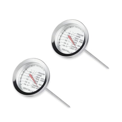 2 Pieces Meat Thermometer for Roaster Oven, Food Thermometer for House Cooking,Large 2.12-Inch Easy-Read Face, Oven Safe Leave in,Stainless Steel Stem Silver