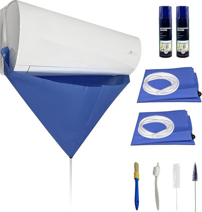 Mini Split Cleaning Kit for Air Conditioner,2 Bottles of air Conditioner Cleaner,2 Air Conditione Waterproof Bag, 4 Wall Mounted Air Conditioner Cleaning Tools etc.
