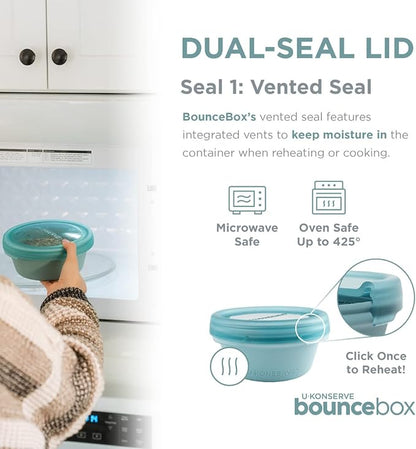 U Konserve Platinum Silicone Food Storage Bento Box Dual Seal Container - Leak Proof, Shatter Proof, Dishwasher Safe, Plastic Free - 8oz (Seafoam)