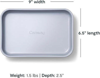 Caraway Nonstick 9” x 6.5” Small Rectangle Baking Pan – Non-Toxic, PTFE & PFOA Free – Aluminized Steel Core – Deep Ceramic Baking Pan for Casseroles, Lasagna & More - White