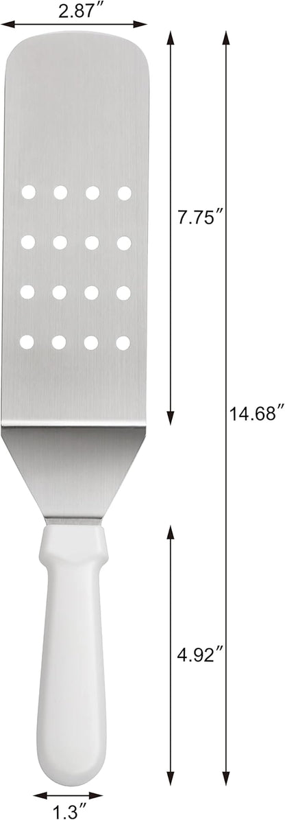 New Star Foodservice 36176 Plastic Handle Flexible Grill Turner/Spatula, 14.5-Inch, Perforated, White