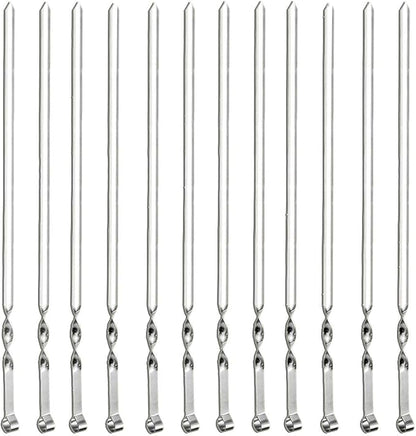 Antallcky 12 Pack Kebab Skewers BBQ Barbecue Skewers Stainless Steel Sticks 23.5 Inch Heavy Duty Large Wide Reusable with NonSlip Ring Handle Ideal for Shish kabob Chicken Shrimp angd Vegetables