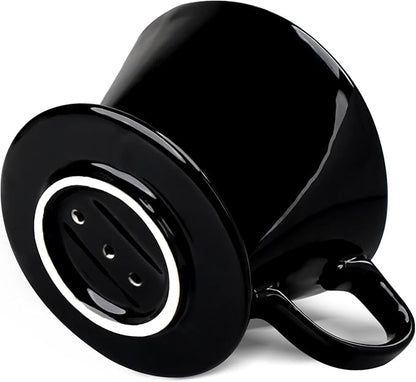 Handmade Pour Over Ceramic Coffee Dripper - Authentic Brewing Experience for Camping, Office, and Home (Black)