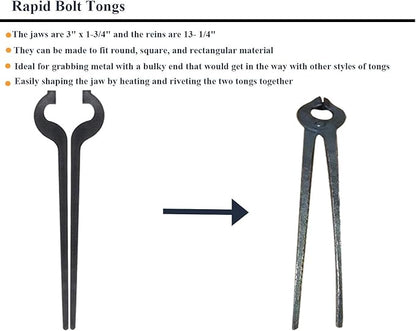 Rapid Tongs Bundle Set 6 Type of Tong Bundles Set DIY Rapid Tongs Comes with Rivet for Beginner Futher Smithing