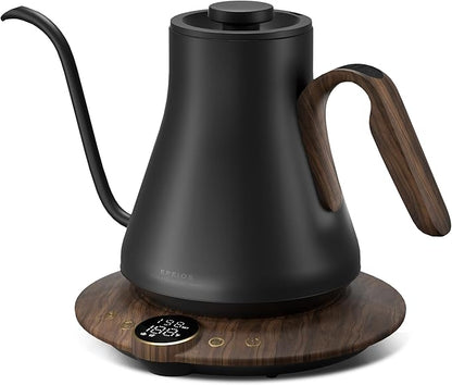 Electric Kettles, INTASTING Gooseneck Electric Kettle, ±1℉ Temperature Control, Stainless Steel Inner, Quick Heating, for Pour Over Coffee, Brew Tea, Boil Hot Water, 0.9L (Glossy Black)