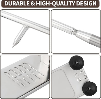 Oyster Clam Opener Machine Adjustable Oyster Shucker Machine 4-Level Tool Set, Portable Stainless Steel Clam Opener with Suction Cups, G-Clamp, Knives & Glove for Home Kitchen