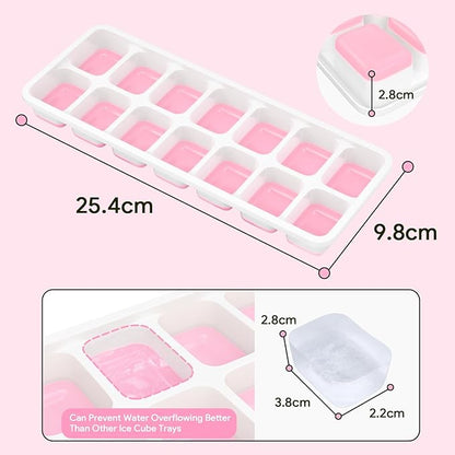 Ice Cube Trays 4 Pack, Airabc Silicone Ice Cube Trays with Removable Lid, Easy-Release Flexible 14-cube Ice Trays, LFGB Certified and BPA Free, Stackable Ice Trays with Covers for Cocktail, Freezer