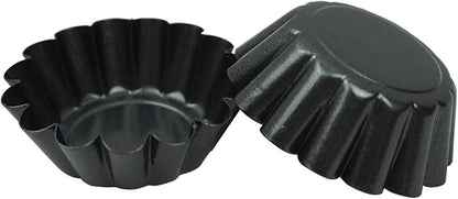 12 Pack Mini Tart Pan, Non-stick Carbon Steel Tart Molds, Pie Mould, Muffin Cupcake Pudding Maker - for Pies, Chinese Tart, Cakes (Size 2.6"x0.9")