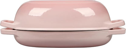 Enameled Cast Iron Oval Dutch Oven Pot with Lid, Dutch Oven for Sourdough Bread Baking, Oval Bread Pan, 5qt, Pink