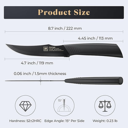 Steak Knives Set of 6, 4.7 Inch Dishwasher Safe Non-Serrated Table Knives, Ultra Sharp for Precise Cutting, Non-Stick Blade & Rust Proof, Easy to Maintain Ideal for Home Restaurant Party