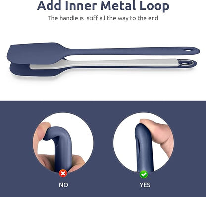 14in Extra Large Silicone Spatula: U-Taste 600ºF Heat Resistant Flexible Silicon Mixing Stirring Cooking Scraping Baking Bowl Scraper Seamless Spreader for Kitchen Nonstick Cookware (Midnight Blue)