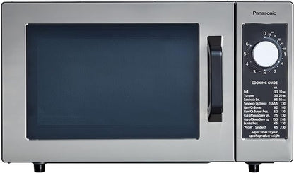 Panasonic NE-1025F Compact Light-Duty Countertop Commercial Microwave Oven with 6-Minute Electronic Dial Control Timer, Bottom Energy Feed, 1000W, 0.8 Cu. Ft. Capacity Silver