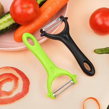 AUAUY 2-Piece Y-Shaped Swivel Vegetable Peeler, Non-Slip Ergonomic Handle, Stainless Steel Blade, Veggie Peeler for Kitchen (Black+Green)