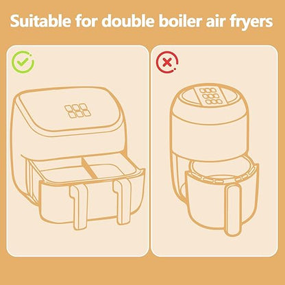 150 Pack 8.6x5.5" Air Fryer Liners, Parchment Paper Sheets For Ninja DZ201/DZ401 Dual Basket, Non-Stick, Disposable, Unbleached, Heat Resistant, Fits 3-6 QT Air Fryers, Oil-Free & Healthy Cooking.