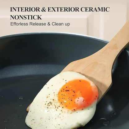 PRICUSIS Nonstick Ceramic Frying Pan with Lid, Non Toxic Skillet, Healthy Egg & Omelet & Chef's Pan, PTFE PFOA & PFAS Free, Induction Compatible (12Inch W/L)