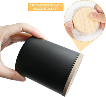 10 OZ Thick Candle Jars for Making Candles 15 Pcs, Empty Jars with Wood Lids for Candle Making, Sample Container, Matte Black