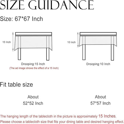 ISAENNE Designer French Pale Yellow Square Tablecloth,Linen Floral Table Cloth,Fall Wrinkle Resistant Decor Tablecloths for Dining Thanksgiving Banquet Kitchen Party,67"*67"-Estevan A