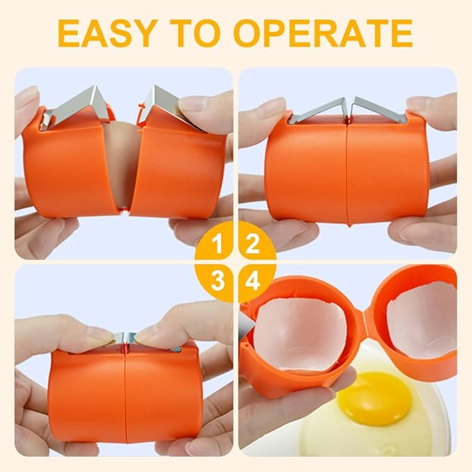2025 Premium Egg Shell Opener, Egg Shell Cutter Eggs Shell Separator for Raw Eggs, Multifunctional Egg Cutter Egg Cracker Separator for Home Kitchen Gadgets (Yellow Red Pink)