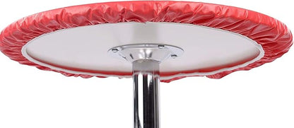 Yourtablecloth Heavy Duty Vinyl Round Fitted Tablecloth (Table Cover) with Flannel Backing Vibrant Colors Elasticized Tablecloth Great for Indoor and Outdoor Dining and Playing Cards 42” Ruby Red