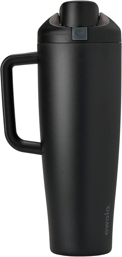 Owala FreeSip Tumbler Insulated Stainless Steel Water Bottle with Built-in Straw and Side Handle, For Travel, Work, School, and Sports, 40oz, BPA Free, Leak Proof, Very, Very Dark (Pack of 6)