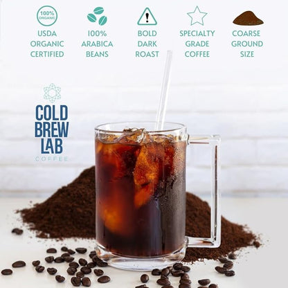 Cold Brew Organic Coarse Ground Coffee, Colombian Supremo, Dark Roast, Coarse Grind for Cold Brew Coffee & French Press, 2 LB