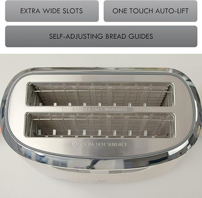 Kenmore Elite toaster 4-slice -wide slot countertop stainless steel Auto lift toasters, grill or toast bread bagel & buns, commercial easy tray clean function with compact pop up tostadora de pan