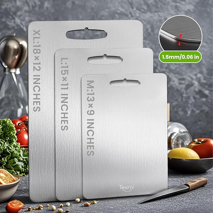 2 Pack Titanium Cutting Board-100% Pure Titanium Cutting Boards For Kitche,Easy to clean, Double-sided food-grade Cutting Board For Meats, Fruits And Vegetables (X-Large)