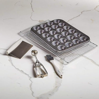 husMait Premium Quality Mini-Muffin Pan, Baking Sheet, and Cooling Rack. For Baking Mini Cupcakes, Muffins, Bite Size Tarts, Cookies. Non-Stick, Dishwasher Safe, Oven Safe (Muffin Pan)