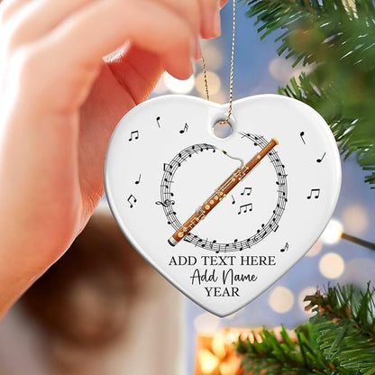 Customized Text Name & Year Bassoon Christmas Ornament, Bassoon Musical Instrument Ceramic Ornament for Xmas Tree, Personalized Music Lover Christmas Tree Ornaments 2025, Gift for Bassoonist