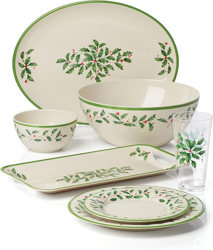 Lenox 863669 Holiday 4-Piece Melamine Dinner Plate Set, Christmas Dinnerware, Hosting