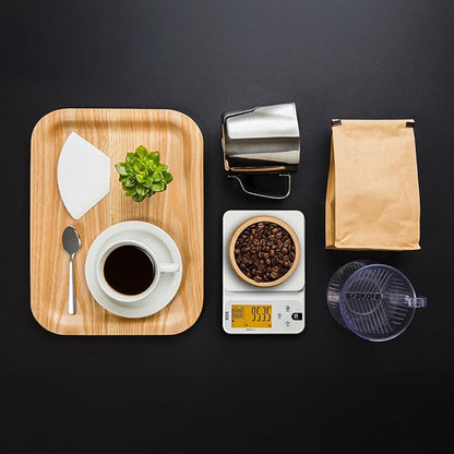 Polit Brewly Digital Coffee Scale with Timer｜6.6lb/3000g Espresso Scale 0.1g/0.005oz Triple-Range Precision｜USB-C or Battery｜Dual Timer Modes｜Small Travel Kitchen Scale for Pour-Over, Brewing & Baking