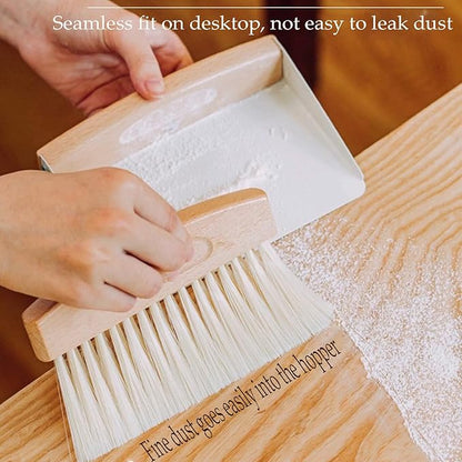 Mini Broom and Dustpan Set Small Metal Dustpan and Brush Set Hand Whisk Broom for Home Office Desktop Sofa Pet Care Household Cleaning (PET bristles, Black)