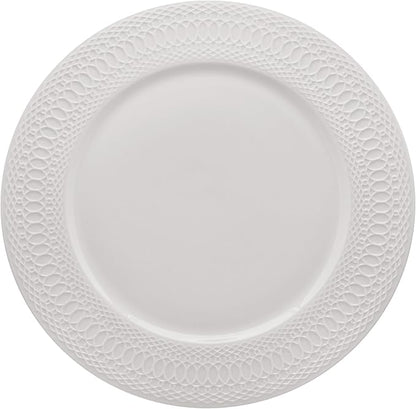 Mikasa Levi 40 Piece Bone China Dinnerware Set, Embossed Plates Bowls, Chip-Resistant, Lightweight, Elegant and Durable, Service for 8, White