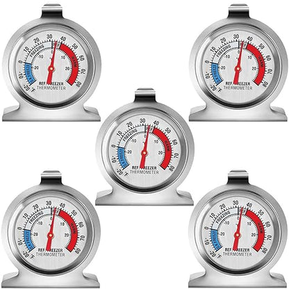 5 Pack Fridge Thermometer - Classic Series with Large Dial and Internal Temperature Gauge - Monitor and Maintain Perfect Temperature in Kitchen Refrigerator