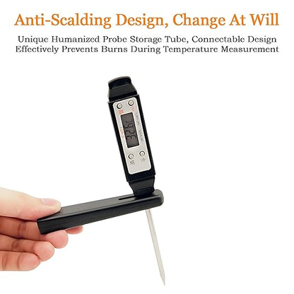 Meat Thermometer - Digital Food Thermometer for Cooking Kitchen - Automatic Calibration Pen Style Electronic Pocket Thermometer for Water Temperature, Barbecue (Black)