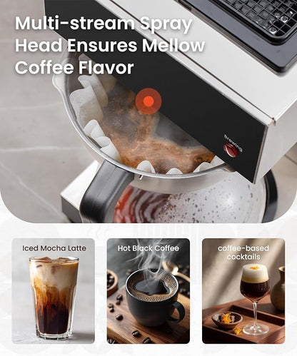 SYBO 12 Cup Coffee Maker Commercial, Pour Over Coffee Maker Brewer, Industrial Stainless Steel Cafetera with 2 Warmers
