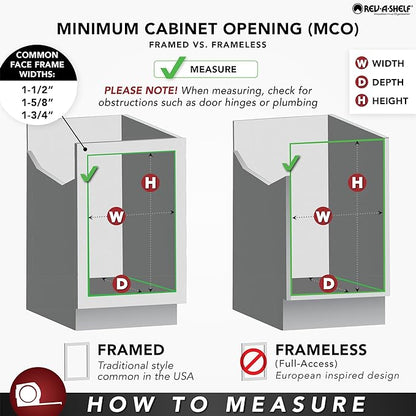 Rev-A-Shelf 10.25" Pullout Storage Organizer for Base Kitchen/Bathroom Cabinets w/Soft-Close Full Extension Slides & Adjustable Shelves, 448-BCSC-9C