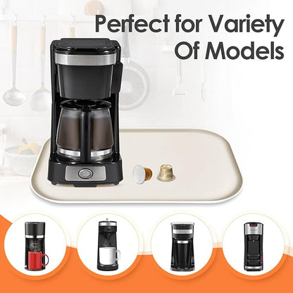 Silicone Coffee Maker Mat with Lip, 17.4'' x 10.6'' Heavy Duty Coffee Maker Mat for Countertops, Coffee Tray Fit Under Coffee Machine Appliance Automatic Machines Espresso Accessory, Cream White
