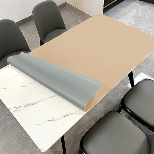 Leather Table Cover,1.8mm Thick,36x60 Inch Table Protector,Table Protector for Dining Room Table,Dining Table Cover,Table Cover Protector,Dining Table Pad Protector(Light Brown+Gray,36x60)