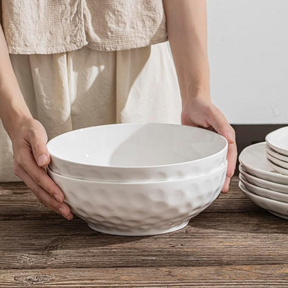 Large Pasta Bowls Set of 2, 9 Inch Pasta Serving Bowl Dinner Bowls, Wide and Shallow Microwave Dishwasher Safe Bowl Set of 2