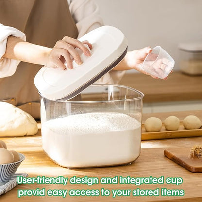 TBMax Flour Storage Container -10 Lbs / 5.28 Qt Rice Container with Pop Up Lid & Measuring Scoop for Flour, Cereal, Dry Food Storage and Kitchen Pantry Organization