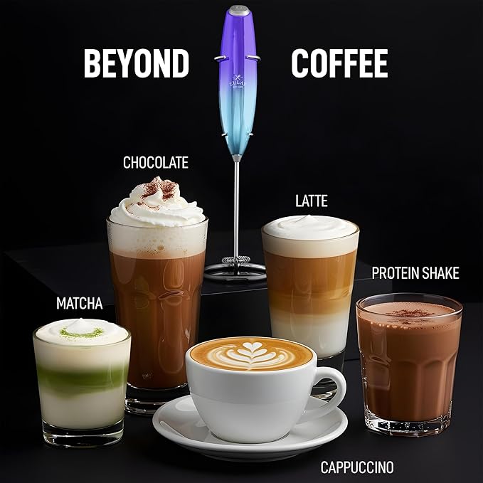 Zulay Kitchen Executive Series Luxury Gift Milk Frother – Handheld Electric Foam Maker for Coffee, Lattes & Hot Chocolate – Deluxe Finish, Ideal Gift for Coffee Lovers